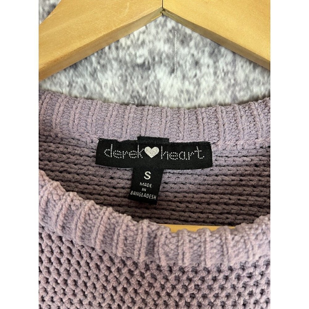Derek Heart Purple Crochet Knit Cropped Sweater women's Juniors Small - Picture 3 of 11